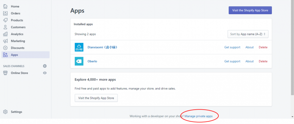 Manage Private apps