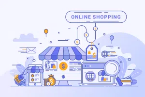 free vector online shopping concept web landing