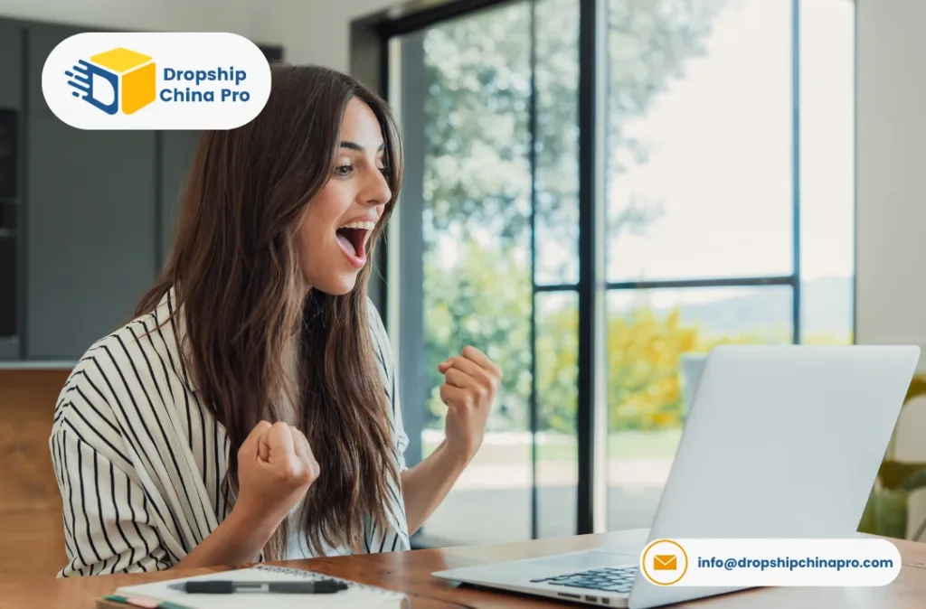 Business owner using dropshipping automation software to manage orders and inventory