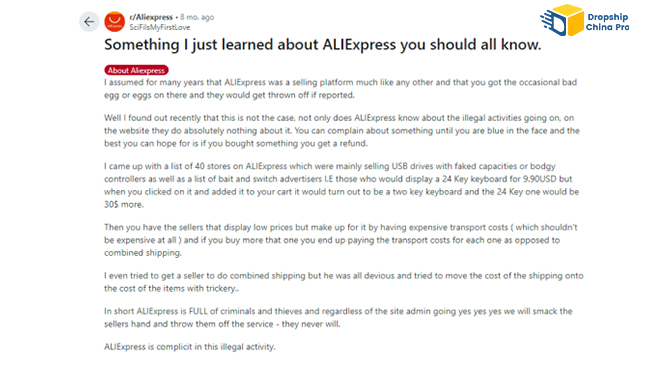 Complaints on AliExpress