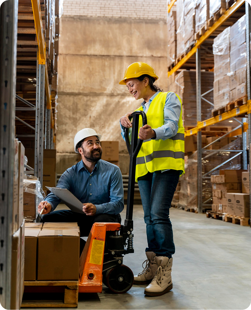 Warehouse team checking inventory